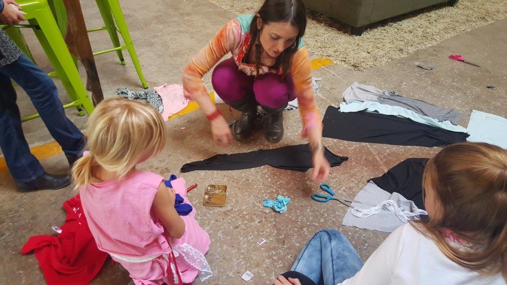 Saraphina Mesmer works with our campers to make upcycled fashions